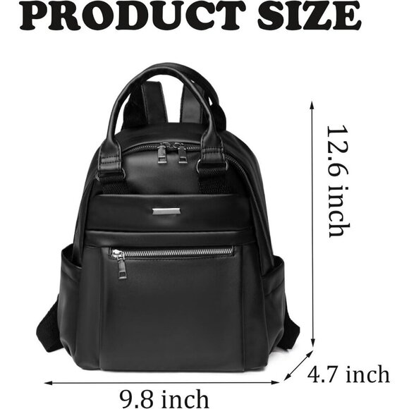 Women\'s Black 4 Small Nylon Backpack Trendy Purse Lightweight Shoulder Bag